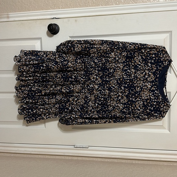 ROMPER that looks like a dress!Jodifl romper, navy blue & brown colors, sz small - Picture 3 of 7